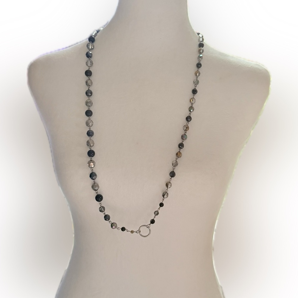 🦢 Cookie Lee Black, Bronze, and Silver Beaded Triple-Strand Necklace - Picture 9 of 12